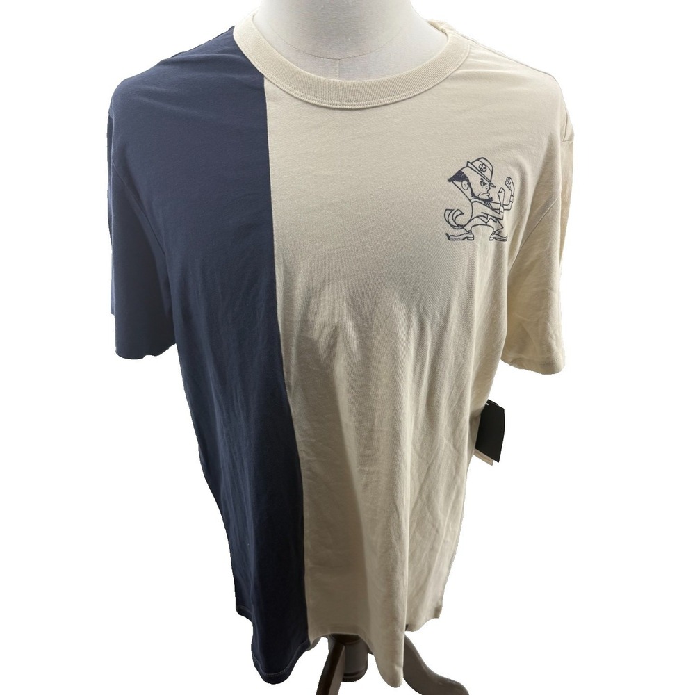 47 Brand Notre Dame Fighting Irish Tee Shirt Mens XL Navy Cream New - Picture 5 of 9